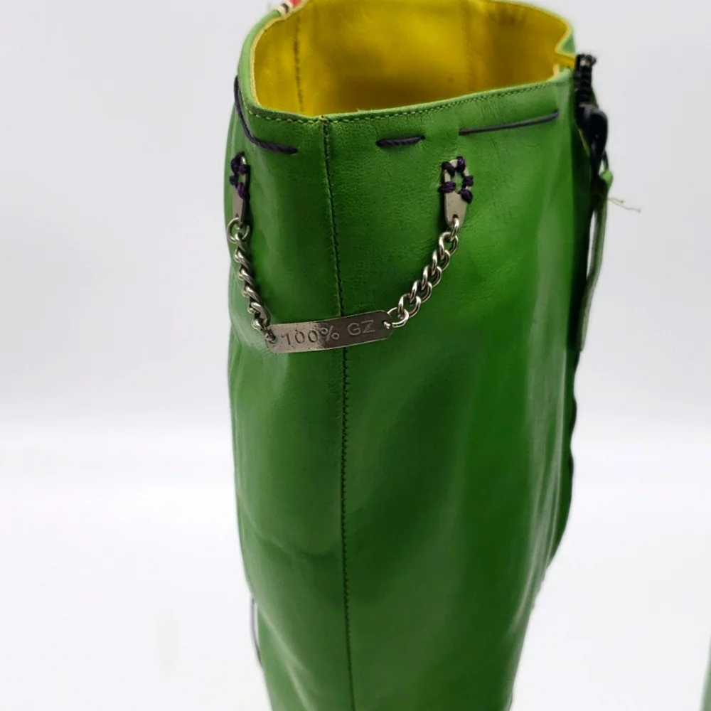 GIUSEPPE ZANOTTI SIZE 40 COLOR GREEN AND YELLOW 100% AUTHENTIC & ITS USED ITEM - Picture 7 of 11